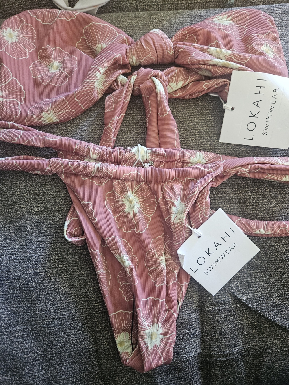 LOKAHI Pink Floral Bikini Set